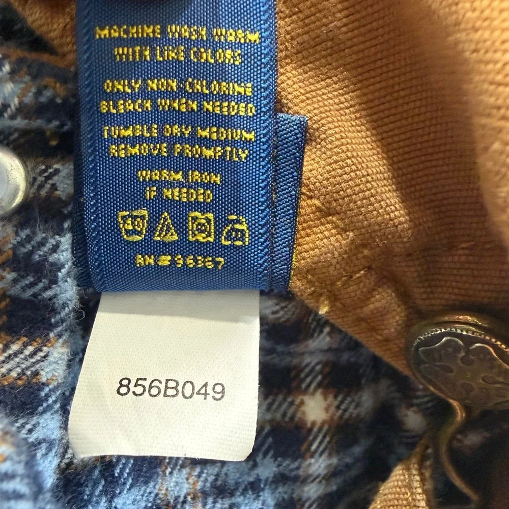 OshKosh Bgosh Brown Canvas Tool Embroidered Flannel Lined Overalls 6-9 Months‎